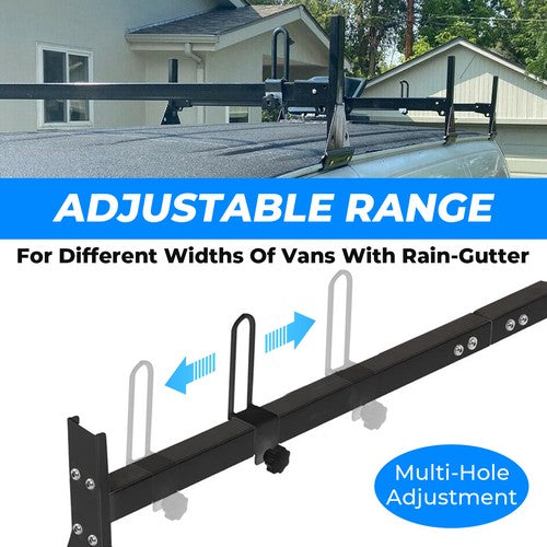 59 800lbs For Chevy Express Fullsize Van 3 Bar 96-23 Ladder Roof Rack Cross Bar