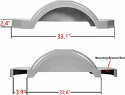 DURAFORCE For 12" Wheels Tires Skirt Boat 2PCS Gray Single Axle Trailer Fenders w/ Steps