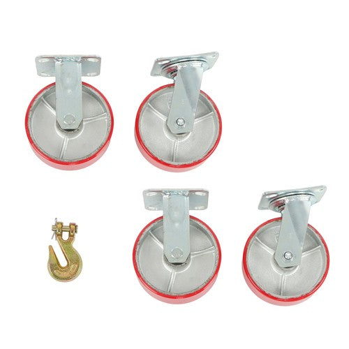 DURAFORCE 4 Pack Swivel Caster Wheels 6" × 2" Polyurethane 4800Lbs (2 Swivel & 2 Rigid)