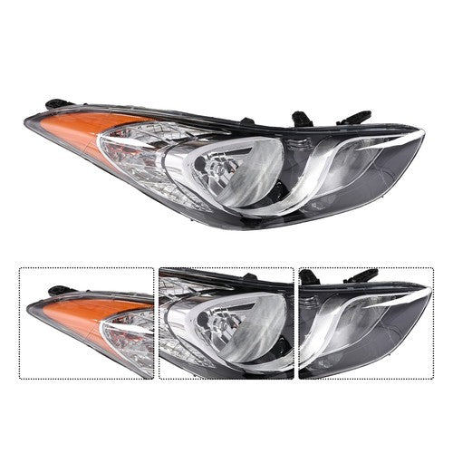 DURAFORCE For 2011 2012 2013 Hyundai Elantra Halogen Headlights Headlamps Assembly Pair