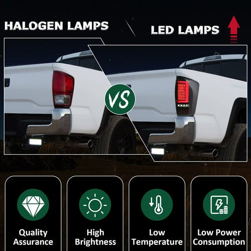 DURAFORCE Pair Tail Lights Smoke LED For Toyota Tacoma 2016-2023 2017 2021 Rear Brake Lamp