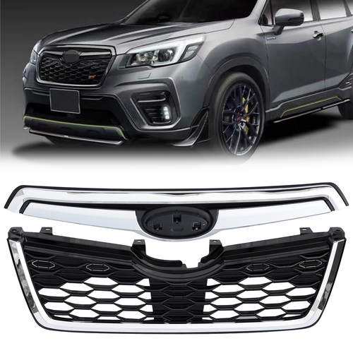 DURAFORCE Front Upper Grille Assembly for Subaru Forester 2019 2020 2021 w/Chrome Tirm