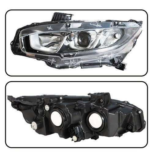 DURAFORCE Headlight Fit For Honda Civic 2016-2020 Headlamps Driver + Passenger Side Pair