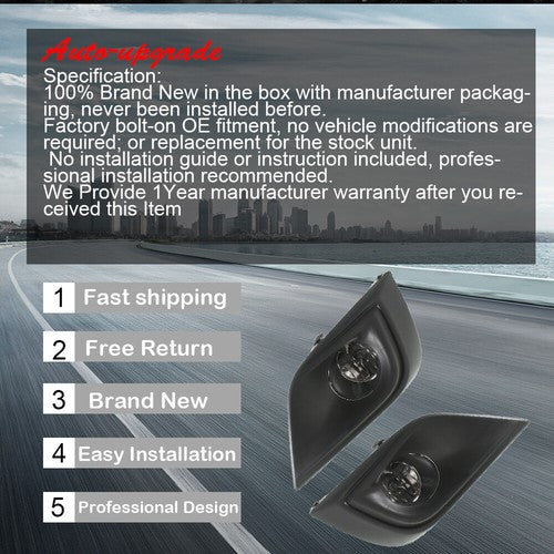 DURAFORCE Right+Left Clear Lens Fog Lights Assembly w/Halogen Bulbs For 15- Nissan Murano