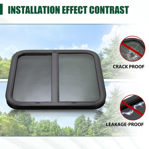 DURAFORCE 24" x 22" RV Window Fit For Camper Trailer Horizontal Sliding Window Breathable