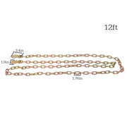 DURAFORCE G70 V-Chain Large J-Hooks Flatbed Tow 1/4" 12' Truck Rollback Wrecker Carrier