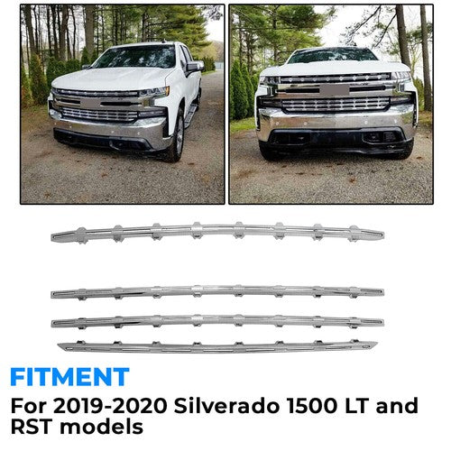 Snap On Chrome Grille Trim Molding Covers for 19 21 Chevy Silverado 1500 LT RST