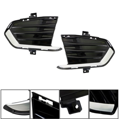 DURAFORCE Front Fog Lamp Cover For Cadillac XT5 2017-2019 Black New Driver+Passenger Side