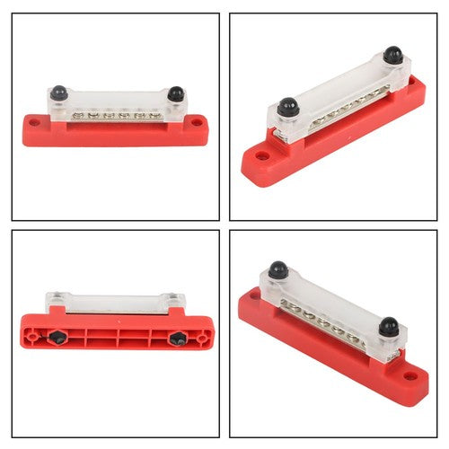 DURAFORCE Bus Bar Power Distribution Terminal Block Red & Black 6 Way 48V 150A Busbar