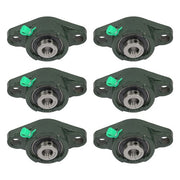 DURAFORCE 6PCS UCP201-8 Pillow Block Bearing 1/2"Bore 2 Bolt Cast Iron Base Self Alignment
