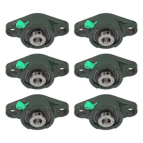 DURAFORCE 6PCS UCP201-8 Pillow Block Bearing 1/2"Bore 2 Bolt Cast Iron Base Self Alignment