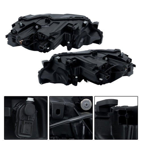 DURAFORCE LH+RH Side Black Housing For Nissan Rogue 2021-2023 Headlights Replacement LED