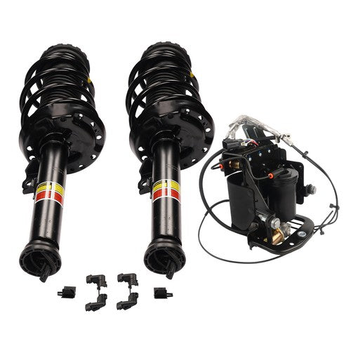 DURAFORCE Set of 3 Front Shock Strut Assys & Air Compressor For Cadillac XTS 3.6L V6 13-19