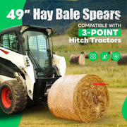 DURAFORCE For Tractor Spike Fork Tine 49" Red Hay Bale Spear Cap Quick Attachments 4500LBS