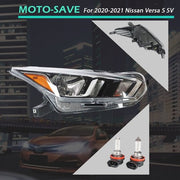 DURAFORCE Headlight Halogen For Nissan Versa S SV 2020-2021 Headlamps Assembly RH Chrome