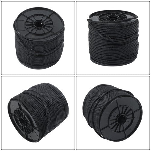 DURAFORCE Black Nylon Solid Braid Rope High UV & Abrasion Resistance 1/4 Inch × 500ft