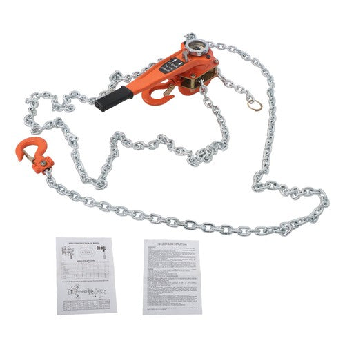 DURAFORCE 1.5 Ton Manual Lever Chain Hoist, 3300LB Capacity, 360° Hook, 20FT G80 Chain