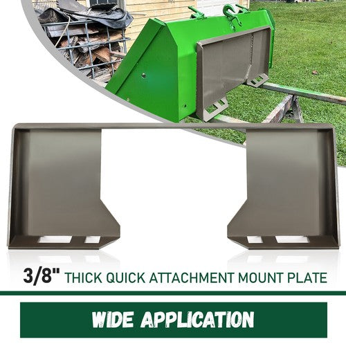 DURAFORCE 3/8" Universal Quick Tach Cut Out Skid Steer Mount Plate Adapter Loader