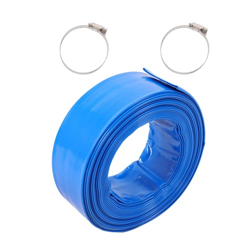DURAFORCE 2" x 50FT Irrigation Discharge PVC Hose with Two Hose Collets For Swimming Pool