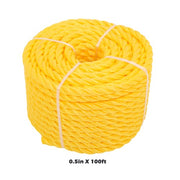 DURAFORCE Orange Yellow 1/2in 100ft 3 Stranded Braided Rope for Boats, Dock, Marine Rope