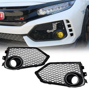 DURAFORCE Fit 2017-2021 Honda Civic Type R Black Open Mesh Fog Light Lamp Covers