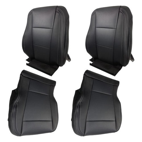 DURAFORCE Black For Ford F150 2015-2017 Driver&Passenger Bottom And Top Seat Cover Leather