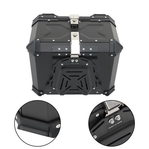 DURAFORCE 55L Motorcycle Top Case Tail Box Waterproof Luggage Scooter Trunk Storage Black