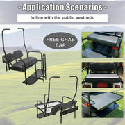 DURAFORCE For 1982-2000 Club Car DS Golf Cart Flip Folding Rear Back Seat Kit w/ Grab Bar