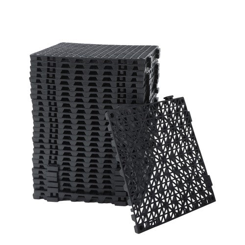DURAFORCE 55PCS 12x12" Interlocking Drainage Floor Tiles Modular Interlocking Tile Black