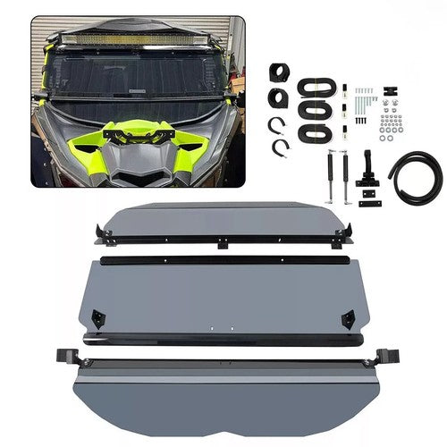 DURAFORCE 2-IN-1 Flip Smoked PC Windshield For Can-Am Maverick X3 (64" or 72") 2017+