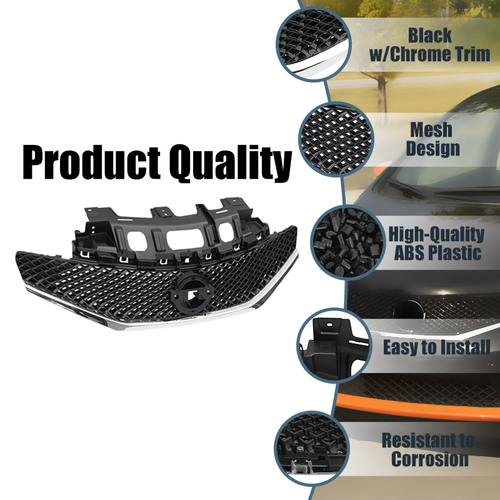 DURAFORCE Front Grille & Cover & Fog Light Covers w/Bulbs For 2015-16 Nissan Versa Note SR