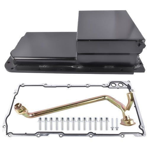 DURAFORCE Aluminum 7-QT Rear Oil Pan Kit for GM LS LS1 LS2 LS3 LS6 Engines 81004-R Black