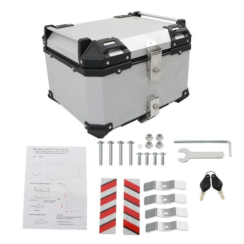 DURAFORCE 55L Silver Luggage Waterproof Tail Box Scooter Trunk Storage Top Case Motorcycle
