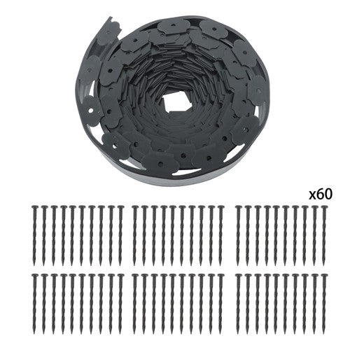DURAFORCE 60pcs Anchoring Spik L-shaped 60FT Garden Edge Lawn Grass Stone Isolation Strip