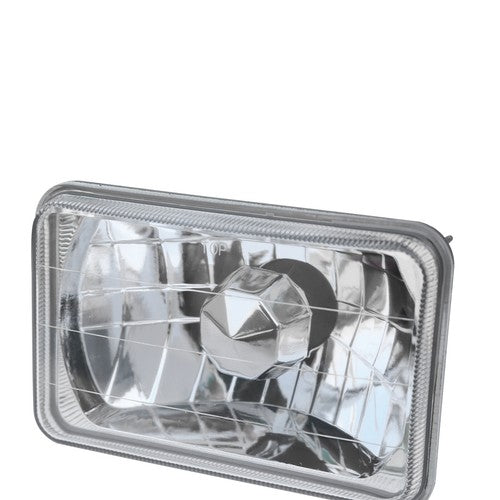 DURAFORCE 4x6" Inch Clear Glass Lens Diamond Cut Chrome Crystal Semi Sealed Beam Headlight