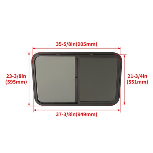 DURAFORCE Horizontal Slider 35"W x 22"H RV Window W/ Screen Trim Ring For RV CargoTrailer