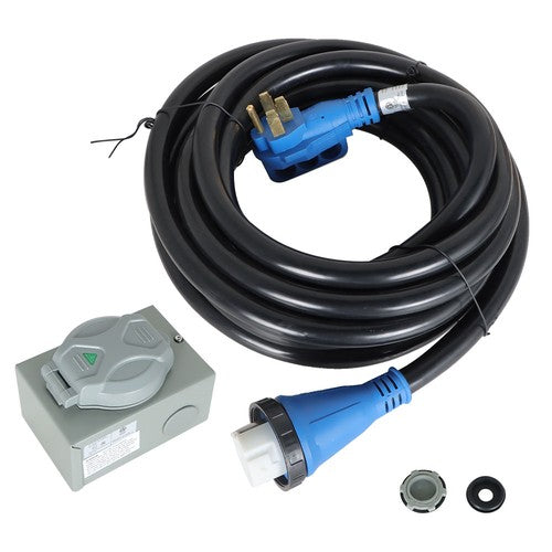 DURAFORCE 50 Amp 30ft Generator Extension Cord & Power Inlet Box Power Combo Kit