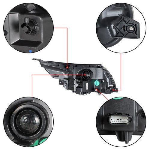 DURAFORCE Left LH Fit For Ford Explorer 2016-19 Halogen W/LED DRL Headlight Chrome Housing