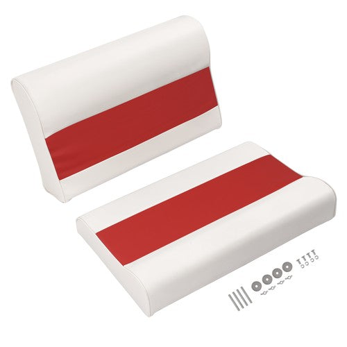 DURAFORCE 28" Boat Pontoon Bench Seat Cushion Set Boat Parts White+Red 2pc #8WD95-1009
