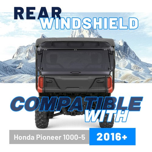Rear Smoke Windshield for Honda Pioneer 1000-5 2016 2017 18 UTV Install Kit