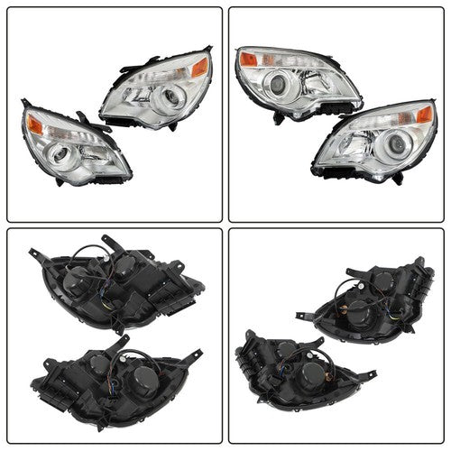 DURAFORCE Projector Passenger + Driver Clear For Chevy Equinox 2011-2015 Headlights Front