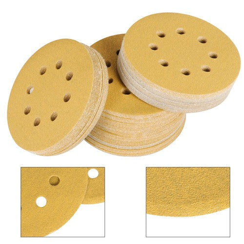DURAFORCE 100 Pack 5 Inch 8-Hole 100 Grit Hook-and-Loop Sanding Disc Sander Paper