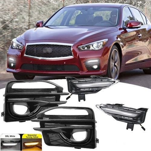 DURAFORCE For 2014-2017 Infiniti Q50 Sport Front Double Color LED Fog Lights Turn signal