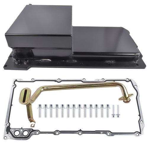 DURAFORCE Rear Engine Oil Pan w/ Gasket For GM LS LS1 LS2 LS3 LS6 7 Quarts Black Aluminum