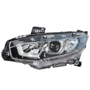 DURAFORCE Headlight Assembly Halogen Chrome Clear Driver LH Side For Honda Civic 2016-2020
