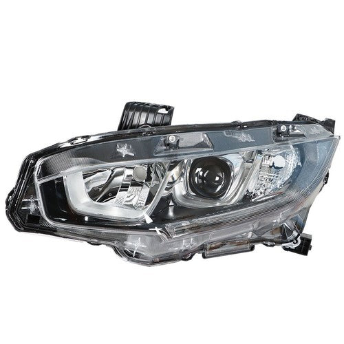 DURAFORCE Headlight Assembly Halogen Chrome Clear Driver LH Side For Honda Civic 2016-2020