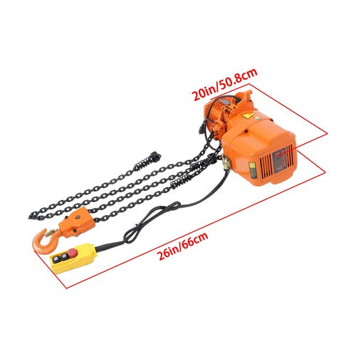 DURAFORCE 1 Ton Electric Chain Hoist, Single Phase 2200Lbs 10ft Lift Height G80 110V 750W