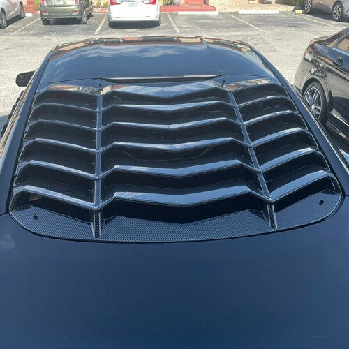 Rear Window Louver Cover Sun Shade Carbon Fiber for Ford Mustang 2015-2023