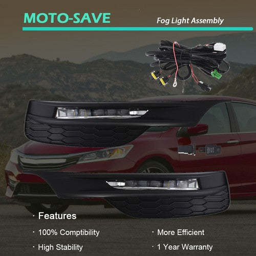 DURAFORCE Daytime Running Lights For 16-17 Honda Accord Sedan with Bezel Switch RH+LH