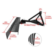 DURAFORCE 3 Point Landscape Rake 60" 5 FT For Cat 1 Tractor Loader Hookup 360° Rotation